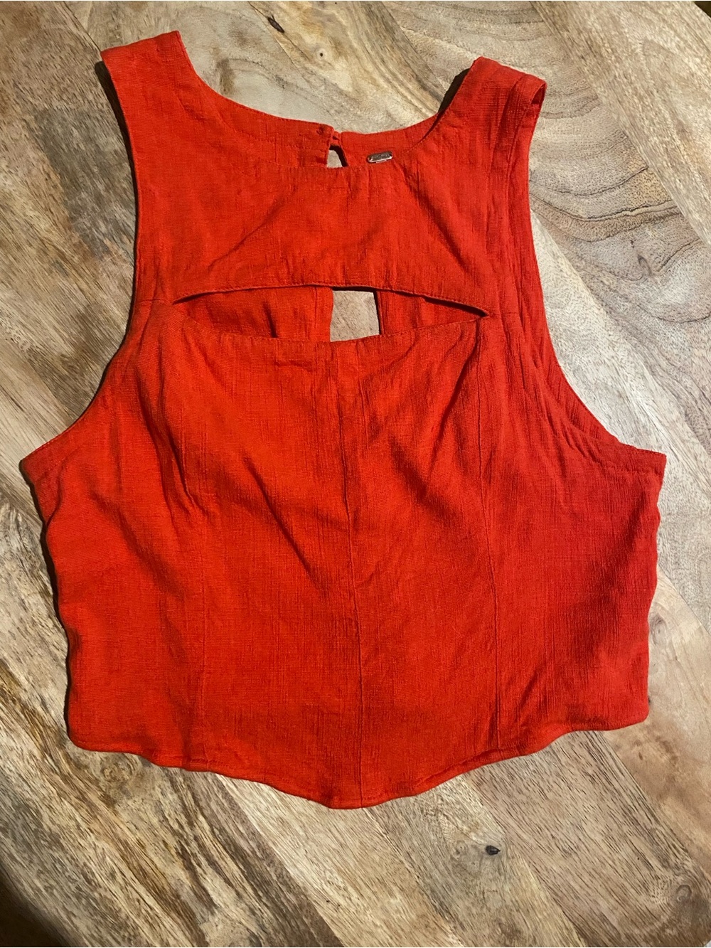 Free People Red Cropped Cutout Camisole